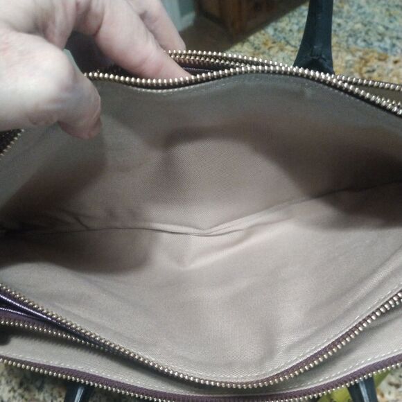 Ports 1961 Purple Metallic Leather Messenger Hand Bag Purse w/ Stone Accent - Picture 11 of 15